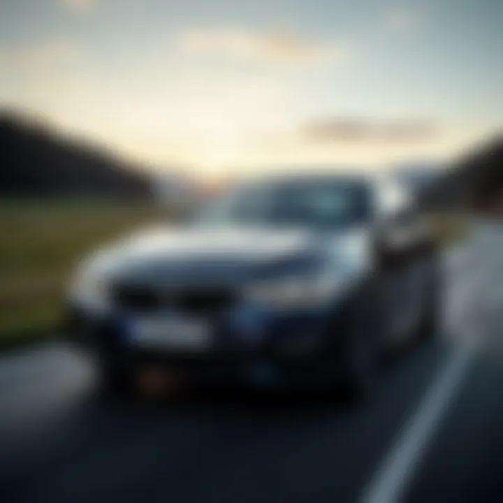 BMW vehicle on a scenic road emphasizing driving experience