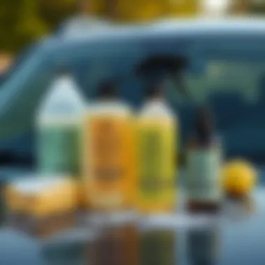 Eco-friendly car soap options displayed for outdoor automotive care.