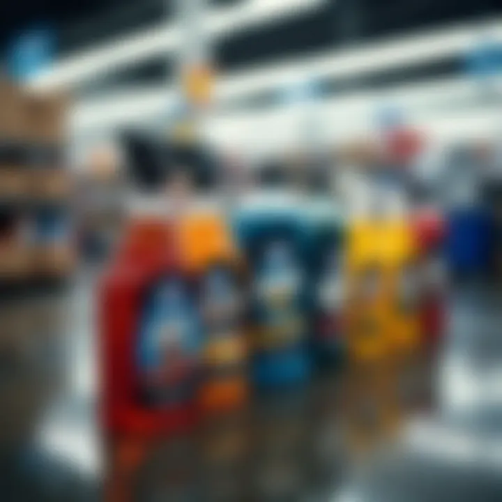 An array of car soaps available at Walmart for pressure washing.