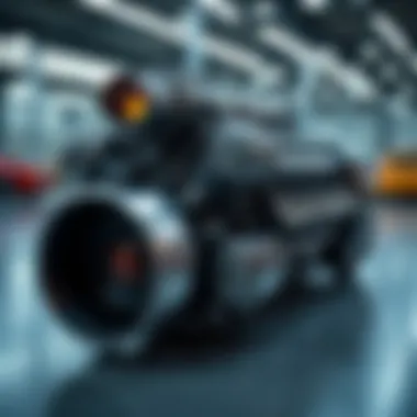 A futuristic diesel engine prototype highlighting advanced technology and alternative fueling systems.