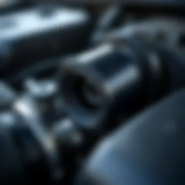 Close-up of oil filter and engine components