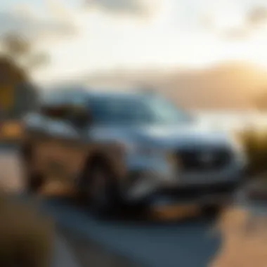 Nissan Six-Passenger Vehicle in a Scenic Environment Nissan six-passenger vehicle parked in a scenic location