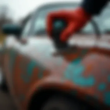 Application of Ospho Rust Killer on a vehicle surface