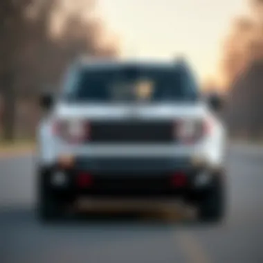 Front view of the White Jeep Renegade Trailhawk showcasing its robust design