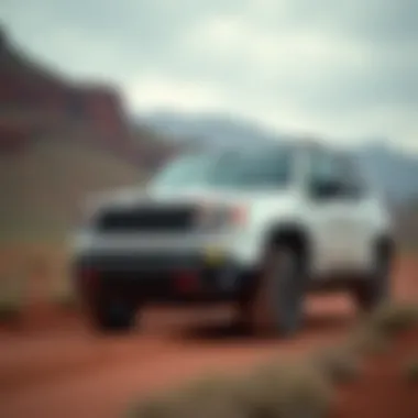 White Jeep Renegade Trailhawk in an off-road setting demonstrating its capabilities