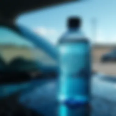 Clear windshield water solution in a bottle